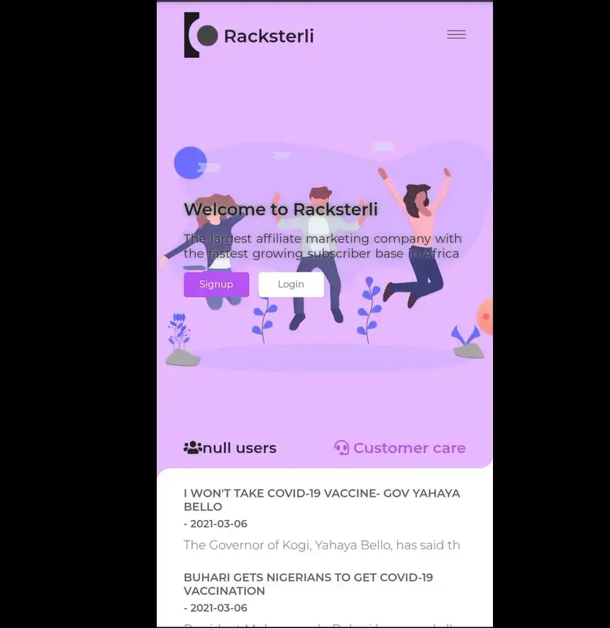 Racksterli Login and Signup
