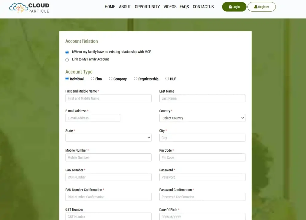 How To Register In Mycloudparticles