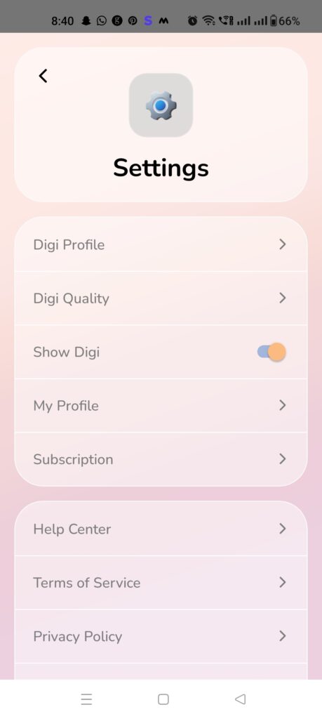 Digi AI Romance stetting