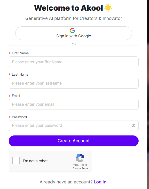 Akool AI Sign Up
