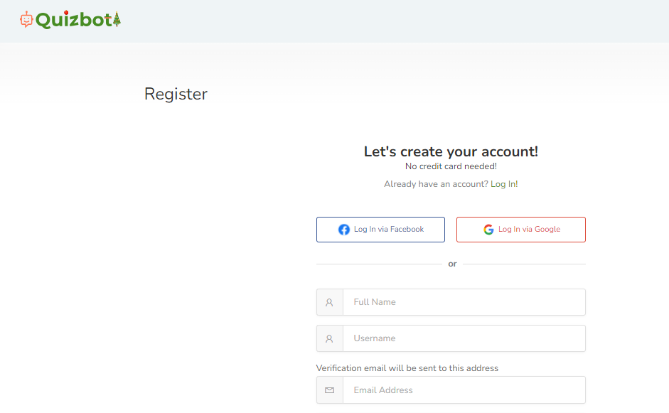 Quizbot AI register