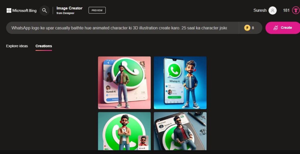 Bing AI Image Creator WhatsApp