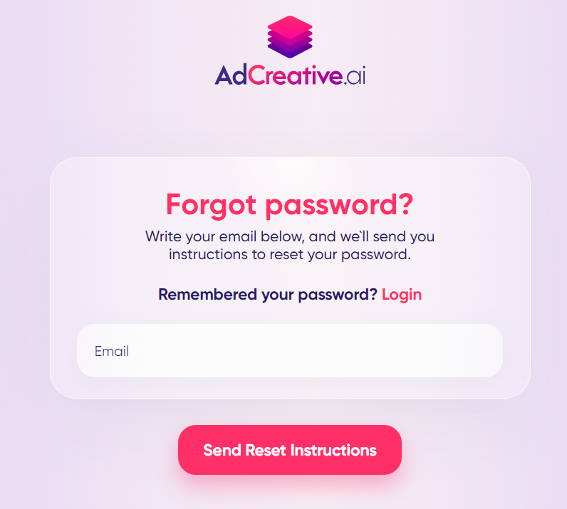 Adcreative AI Forgot Password
