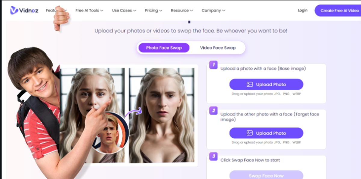 Vidnoz AI Face Swap Free Download
