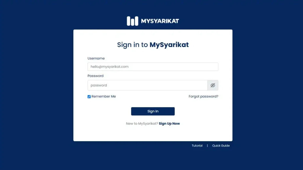 MySyarikat Login
